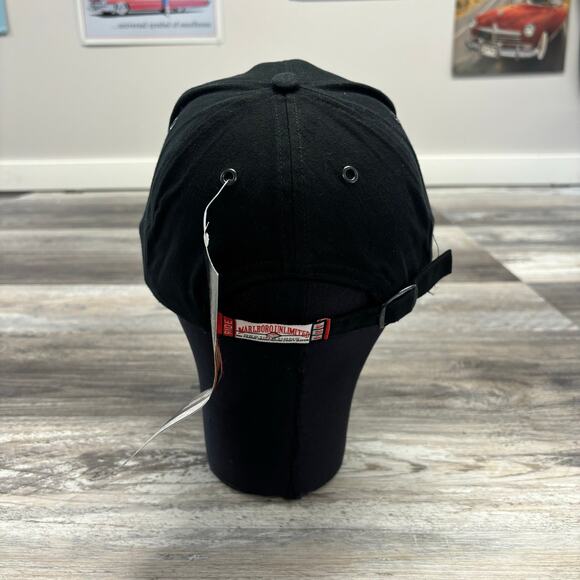 NWT Vintage 90s Marlboro Unlimited Gear Red Black OS Strapback Hat Cap Deadstock - Picture 2 of 8